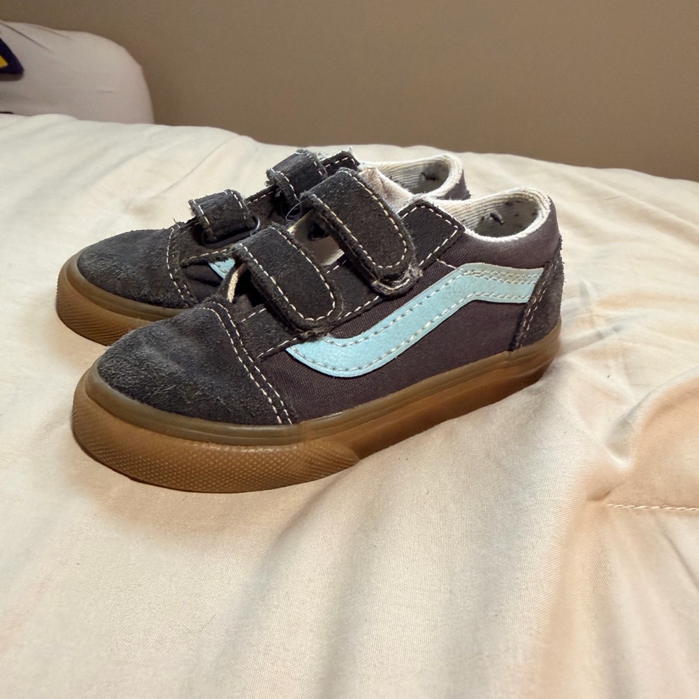 Vans Gray and Blue Velcro Sneakers
